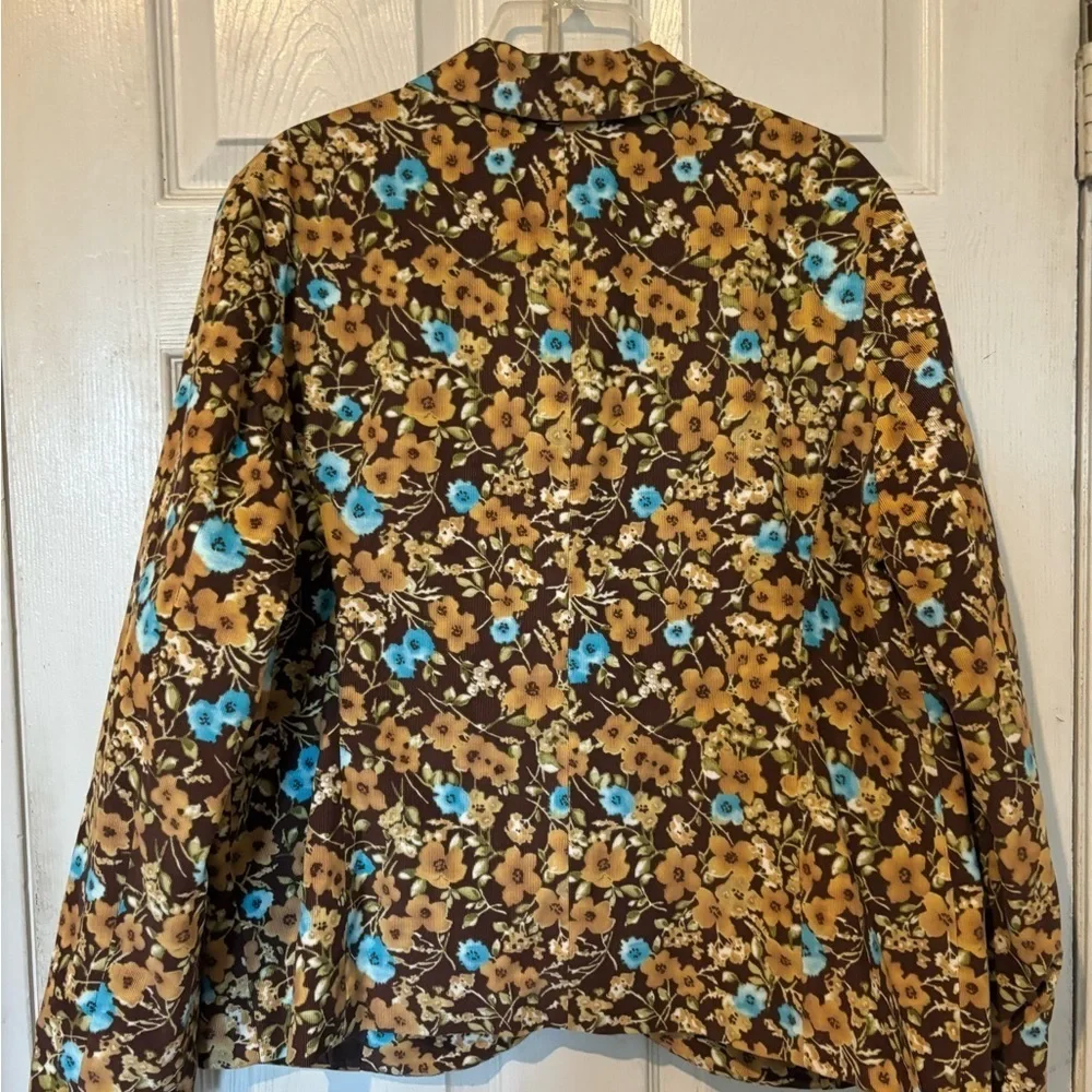 Liz Claiborne “First Issue “ NWOT Lightweight Corduroy Tan/Brown Floral Blazer - Picture 2 of 7